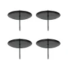 4 Black Spike Pillar Candle Holders 7,5 Cm
