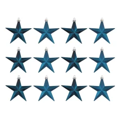 12 Blue Christmas Stars In Convenient Box