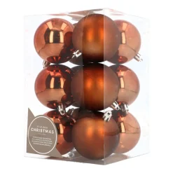 12 Bronze Shatterpoof Baubles 7cm