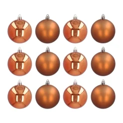 12 Bronze Shatterpoof Baubles 7cm