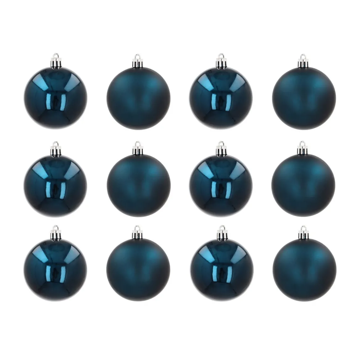 12 Dark Blue Christmas Baubles In Convenient Box