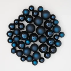 44 Dark Blue Christmas Baubles In Storage Tube