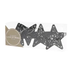 4 Glitter 3D Christmas Stars 8cm Black