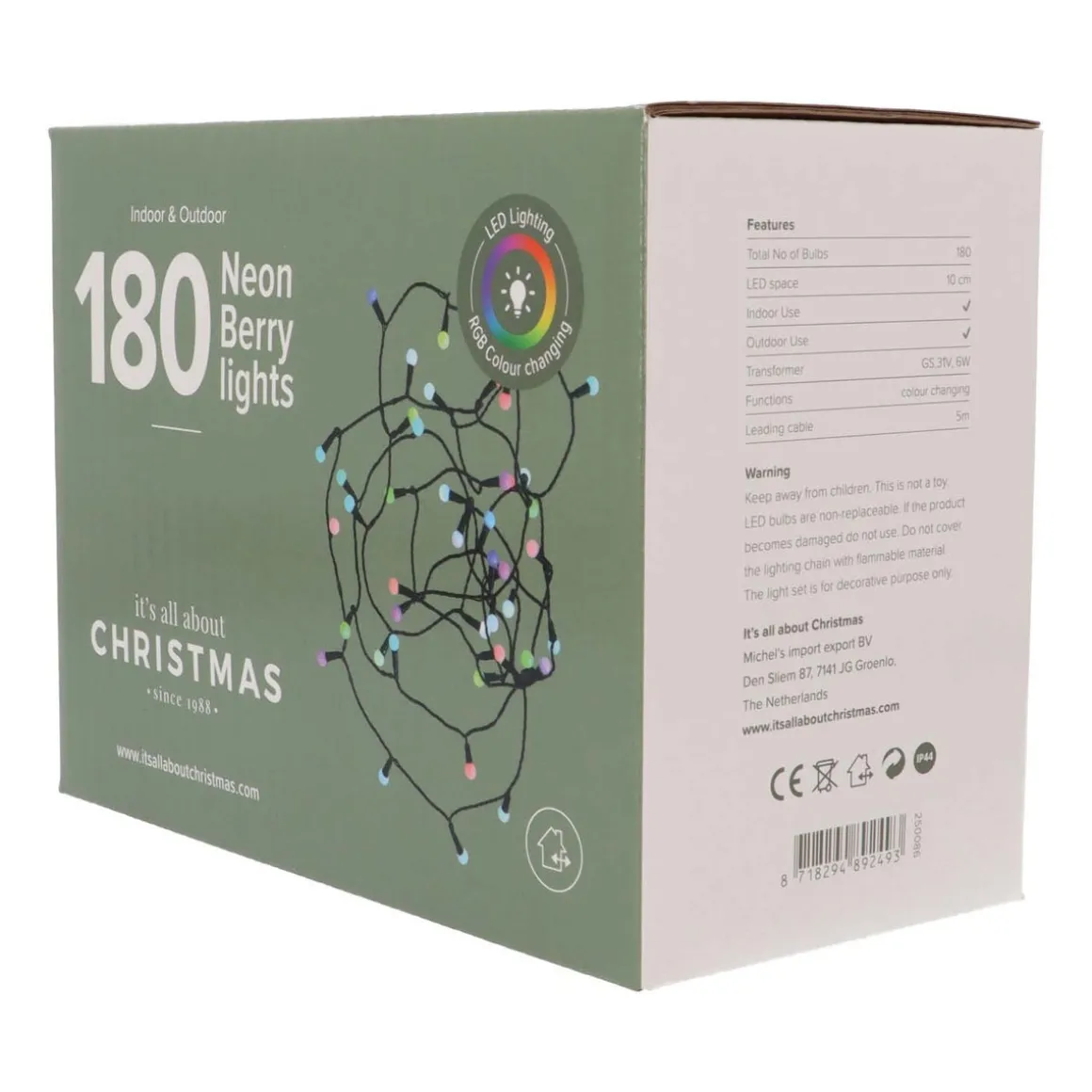 180 LED Bulb Light String | Indoor & Outdoor | Subtly Changing Colors | 23m | IP44