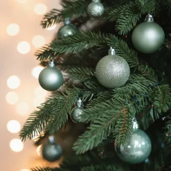 36 Mini Shatterproof Baubles 2,5-5cm Eucalyptus