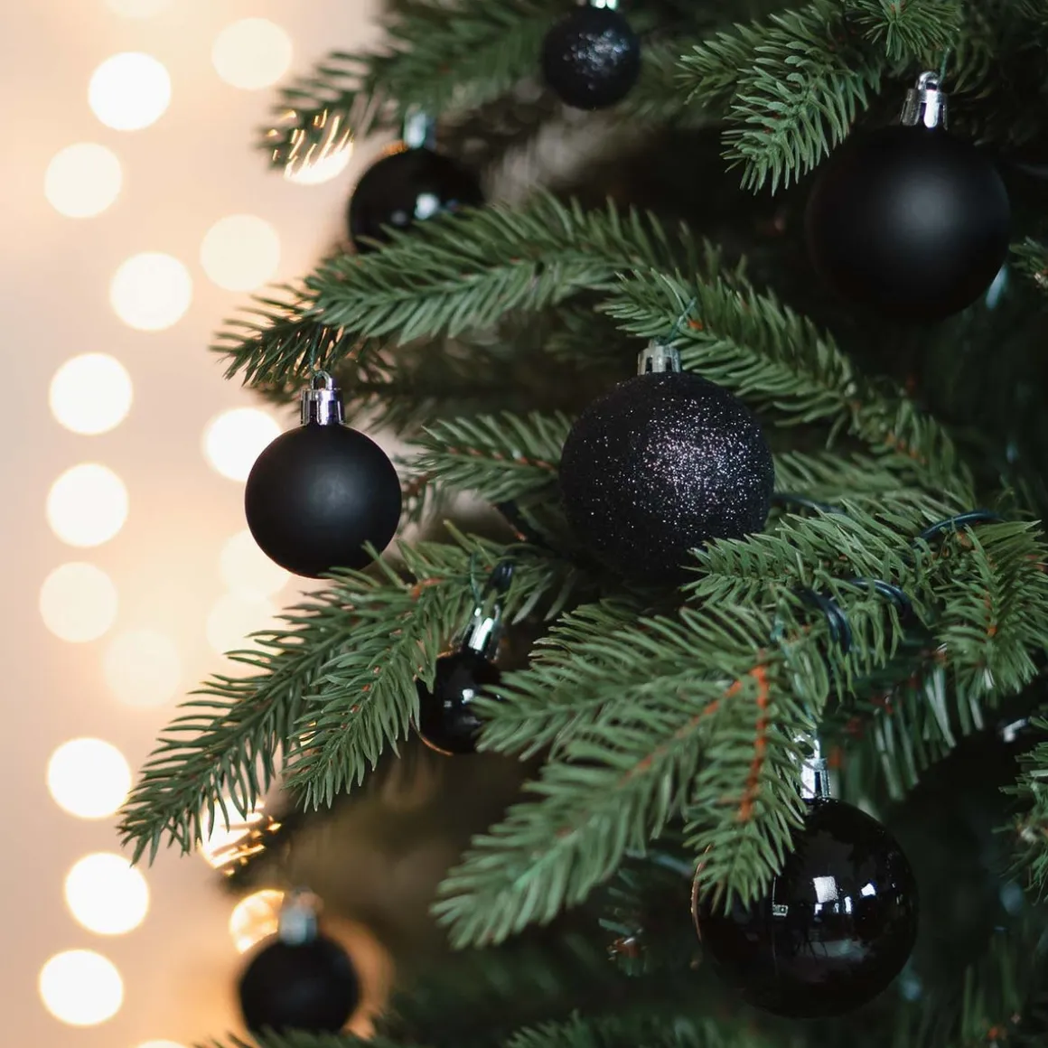 36 Pack Black Mini Shatterproof Baubles