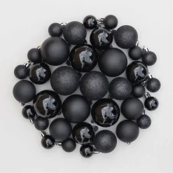 36 Pack Black Mini Shatterproof Baubles
