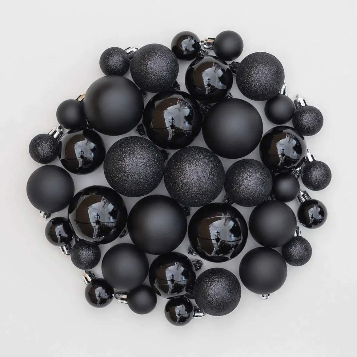 36 Pack Black Mini Shatterproof Baubles