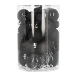 36 Pack Black Mini Shatterproof Baubles