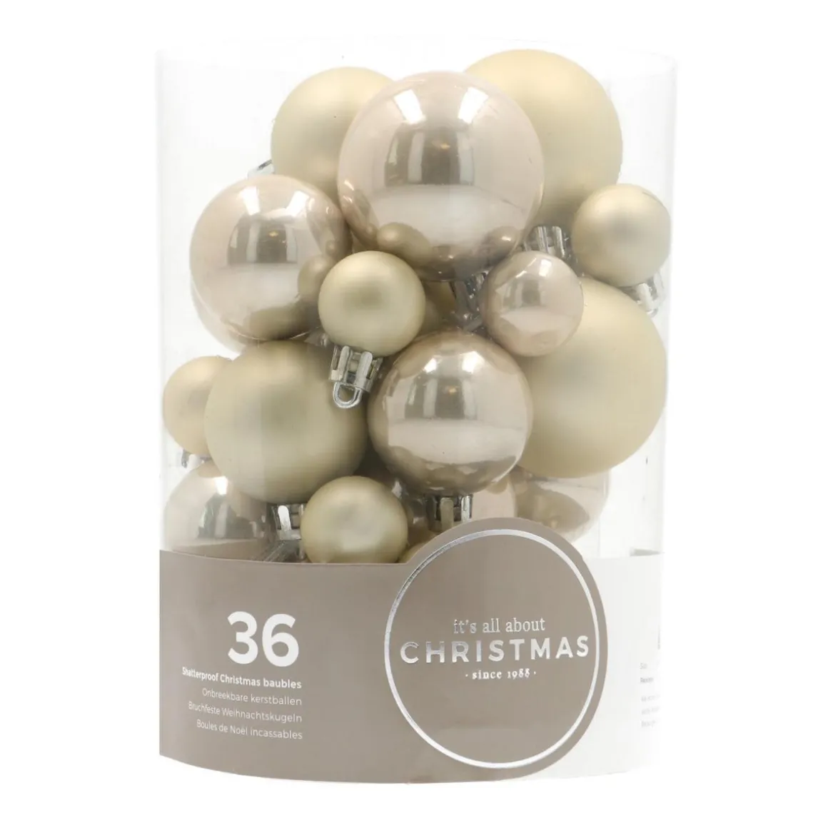 36 Pack Champagne Mini Shatterproof Baubles