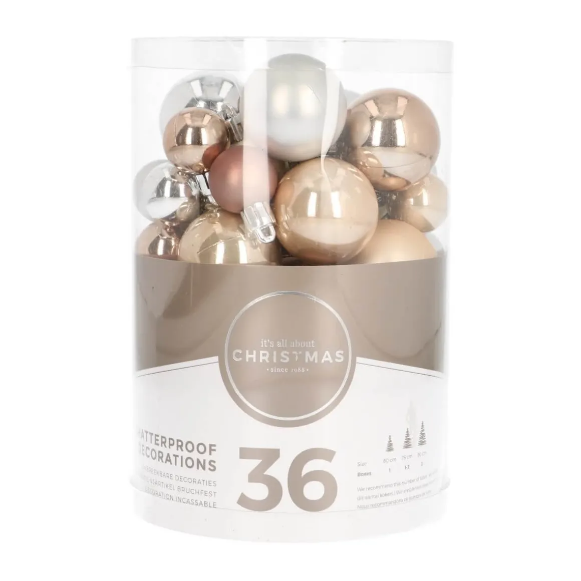 36 Pack Home Sweet Home Mix Mini Shatterproof Baubles