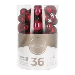 36 Pack Maroon Mini Shatterproof Baubles