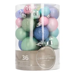 36 Pack Pastel Mix Mini Shatterproof Baubles