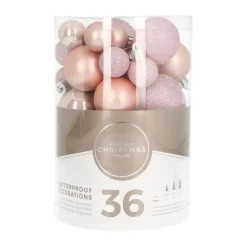 36 Pack Pink Mini Shatterproof Baubles