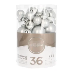 36 Pack Silver Mini Shatterproof Baubles
