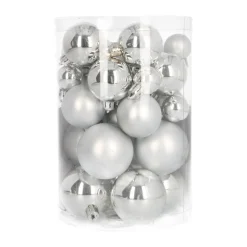 36 Pack Silver Mini Shatterproof Baubles