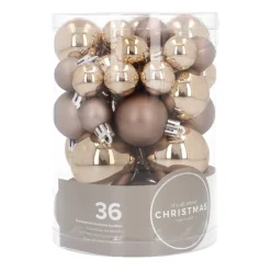 36 Pack Taupe Mini Shatterproof Baubles