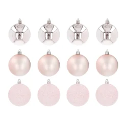 12 Pink Christmas Baubles In Convenient Box