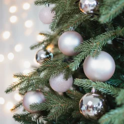 44 Pink Christmas Baubles In Storage Tube