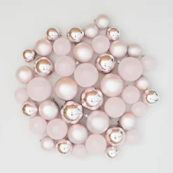 44 Pink Christmas Baubles In Storage Tube