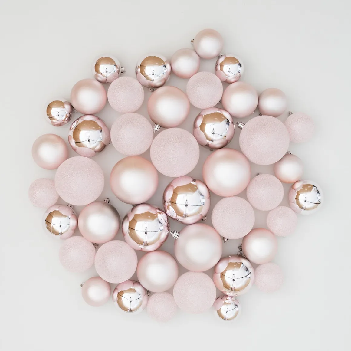 44 Pink Christmas Baubles In Storage Tube