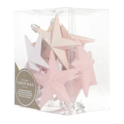12 Pink Christmas Stars In Convenient Box