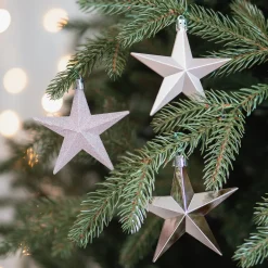 12 Pink Christmas Stars In Convenient Box