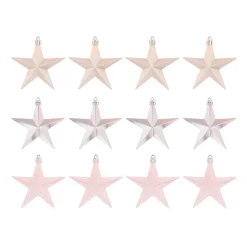 12 Pink Christmas Stars In Convenient Box