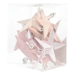 12 Pink Christmas Stars In Convenient Box