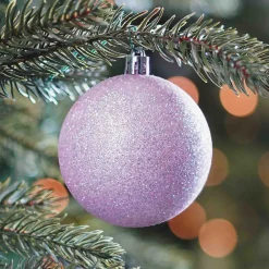 6 Shatterproof Christmas Baubles Soft Pink 7 Cm