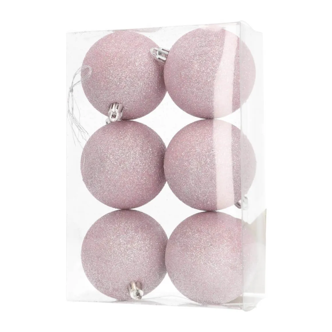 6 Shatterproof Christmas Baubles Soft Pink 7 Cm