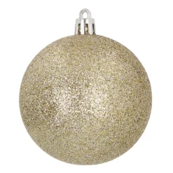 6 Shatterproof Christmas Baubles Glitter 7cm Champagne