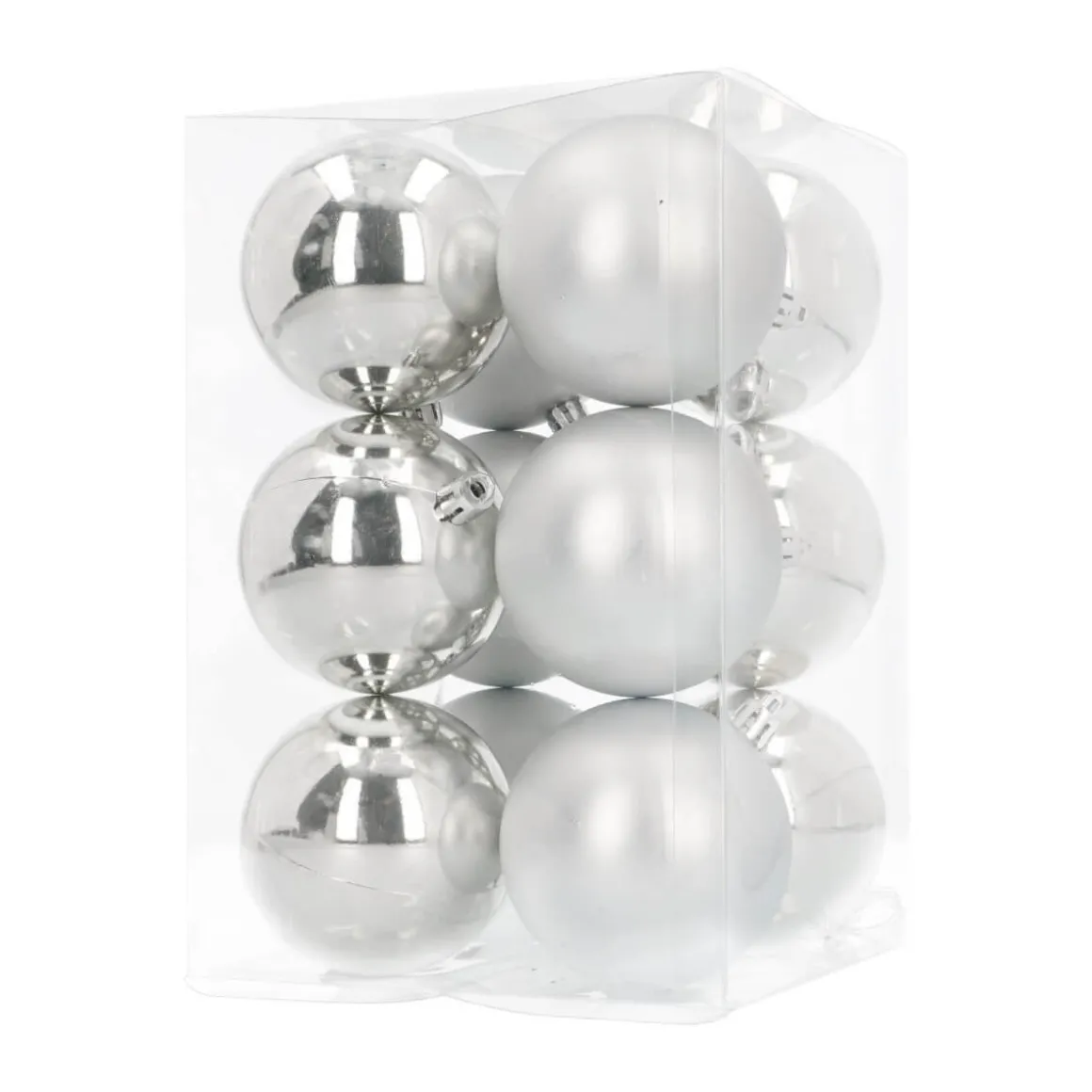 12 Shatterproof Christmas Baubles Silver 7 Cm