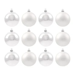 12 Shatterproof Christmas Baubles Silver 7 Cm