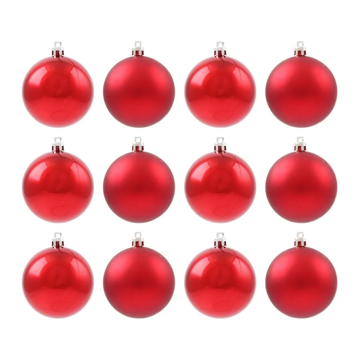12 Shatterproof Christmas Baubles Red 7 Cm