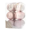 12 Shatterproof Christmas Baubles Soft Pink 7 Cm