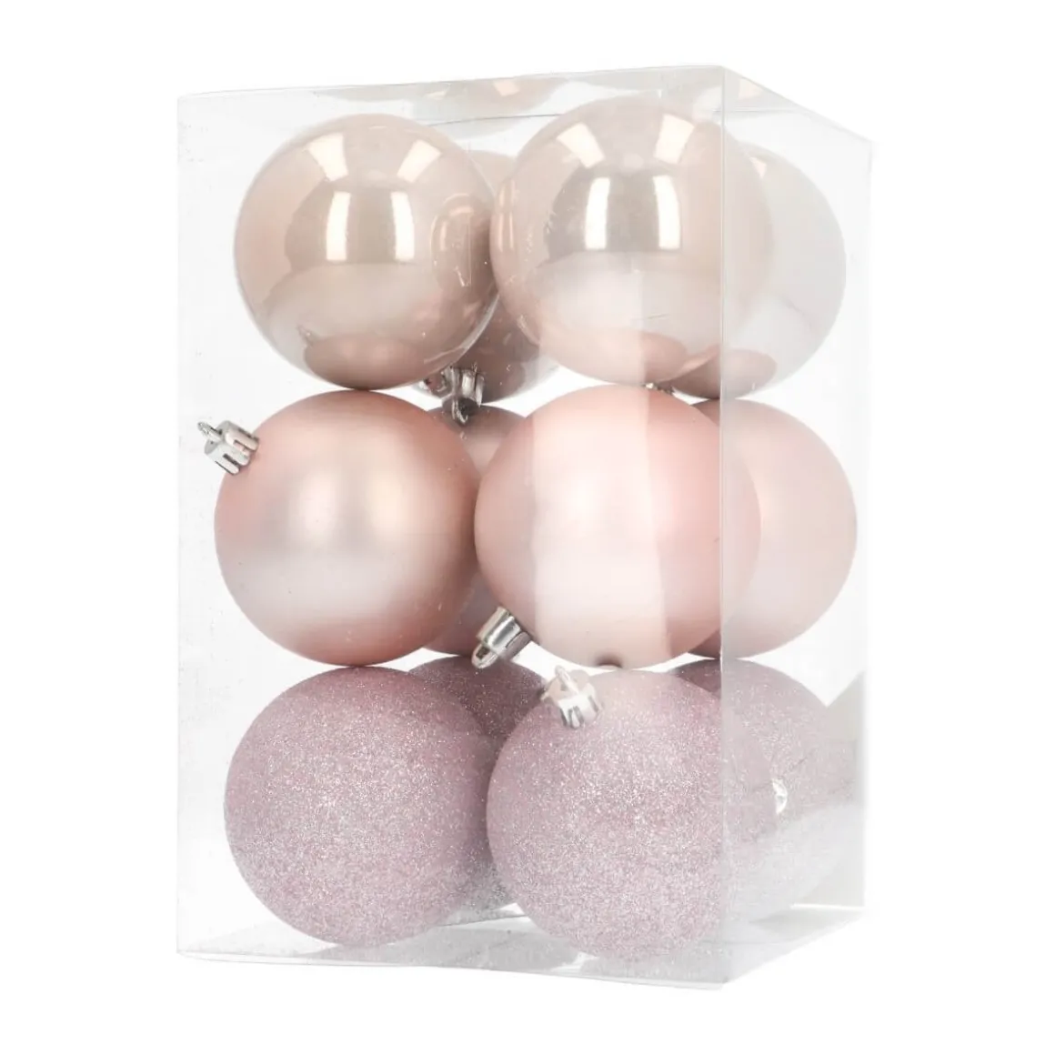12 Shatterproof Christmas Baubles Soft Pink 7 Cm