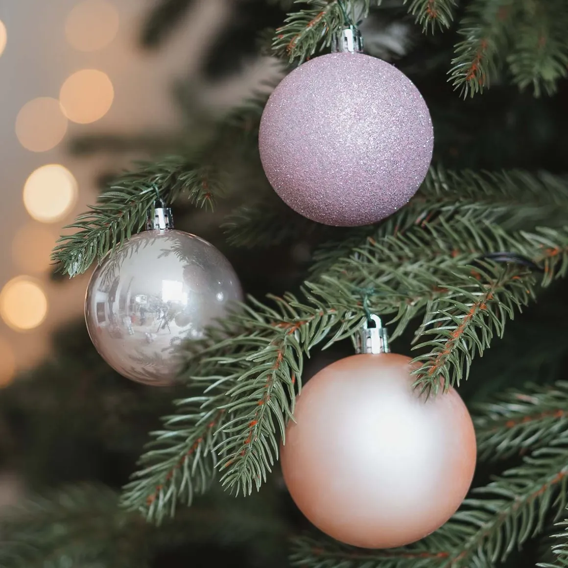 12 Shatterproof Christmas Baubles Soft Pink 7 Cm