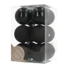 12 Shatterproof Christmas Baubles Black 7 Cm