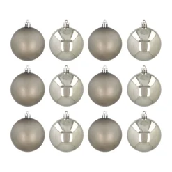 12 Shatterproof Christmas Baubles Cottage Green 7 Cm