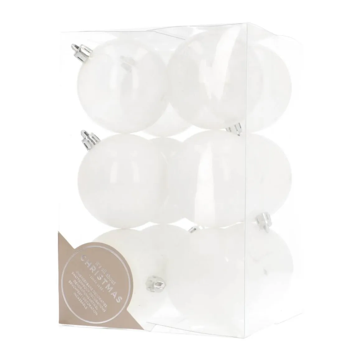12 Shatterproof Christmas Baubles White Mix 7 Cm