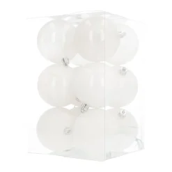 12 Shatterproof Christmas Baubles White Mix 7 Cm