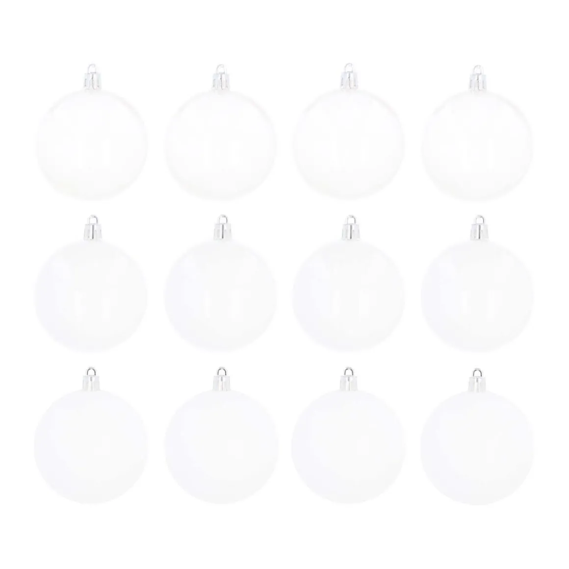 12 Shatterproof Christmas Baubles White Mix 7 Cm