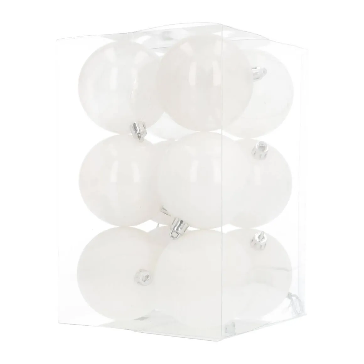 12 Shatterproof Christmas Baubles White Mix 7 Cm