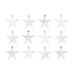 12 Shatterproof Christmas Stars White Mix 10 Cm