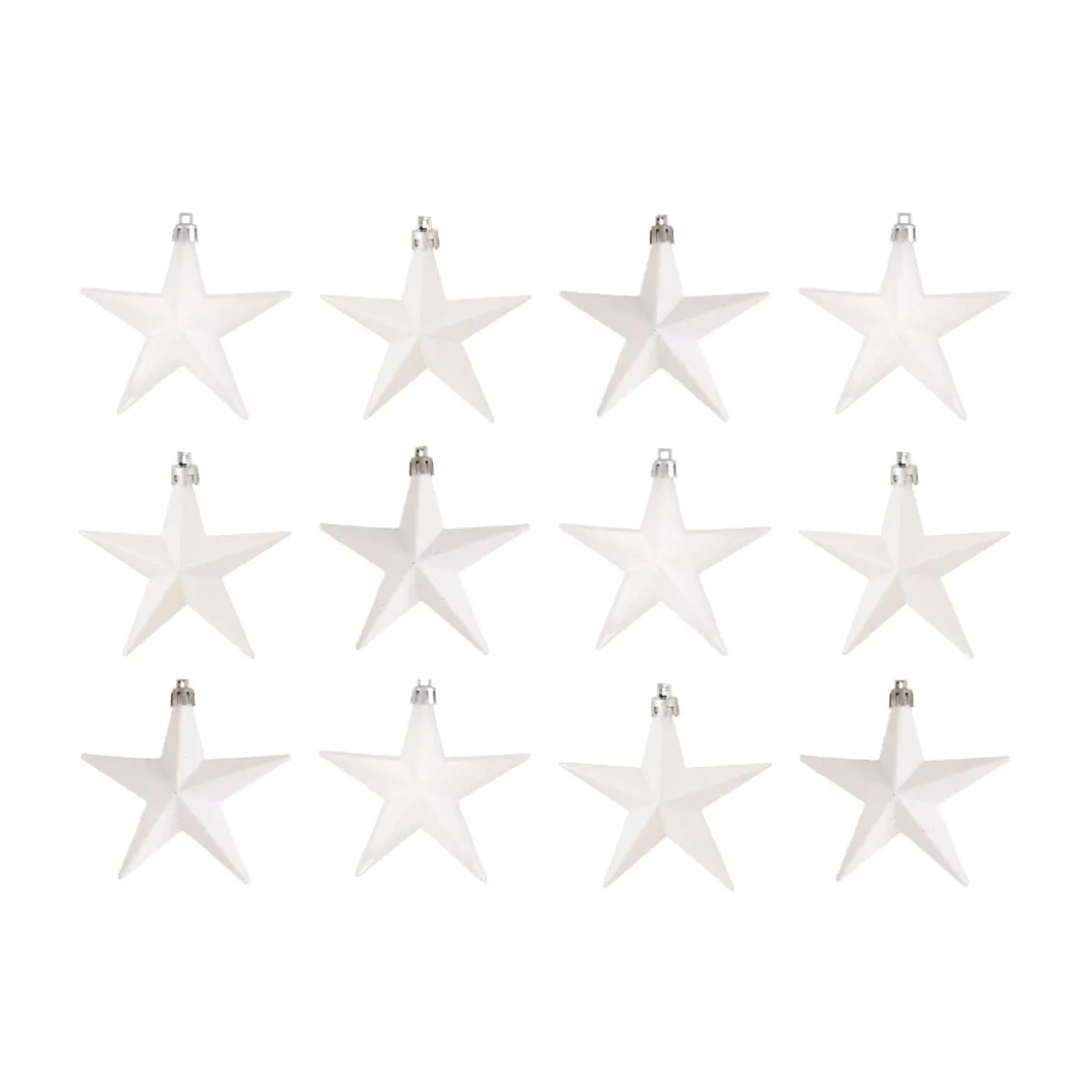 12 Shatterproof Christmas Stars White Mix 10 Cm