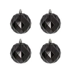 4 Shatterproof Geometric Christmas Baubles Black 8 Cm