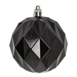 4 Shatterproof Geometric Christmas Baubles Black 8 Cm