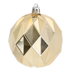 4 Shatterproof Geometric Christmas Baubles 8cm Light Gold