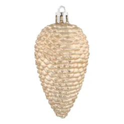 6 Shatterproof Pine Cones 9cm Light Gold